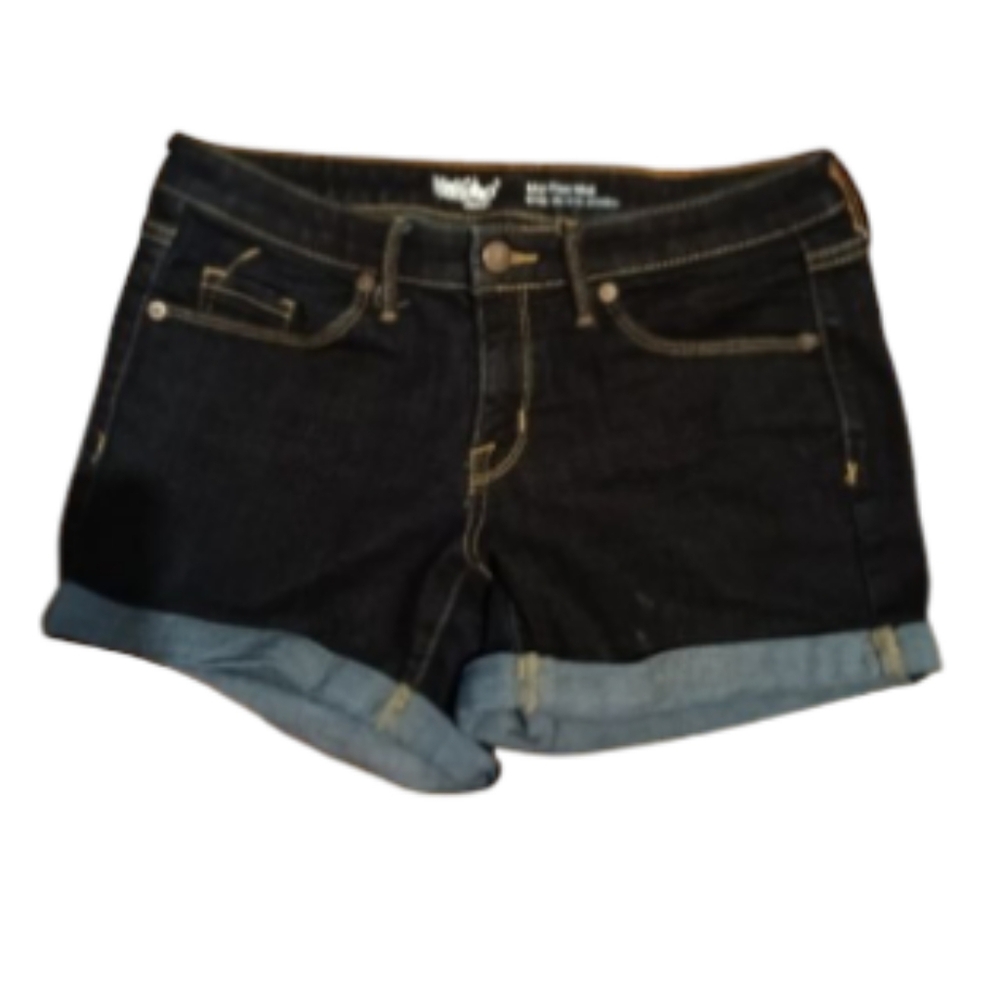 Mossimo Denim Mid Rise Midi Dark Wash Stretch Shorts